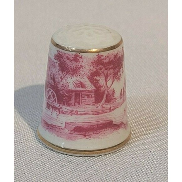 Vintage Porcelain Thimble by Kaiser West Germany Old Country Watermill - Picture 1 of 4